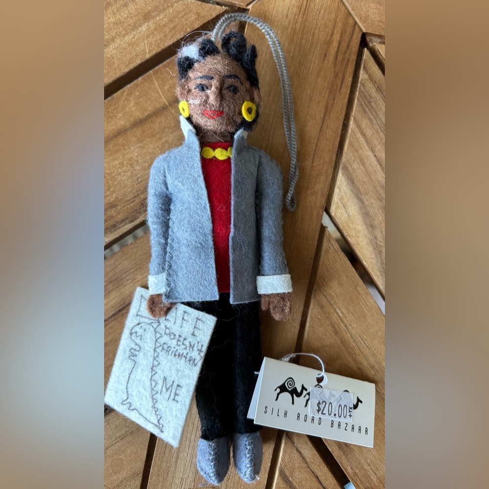 NWT Handcrafted Maya Angelou Ornament Felt Wool 7” Silk Road Bazaar Fair Trade